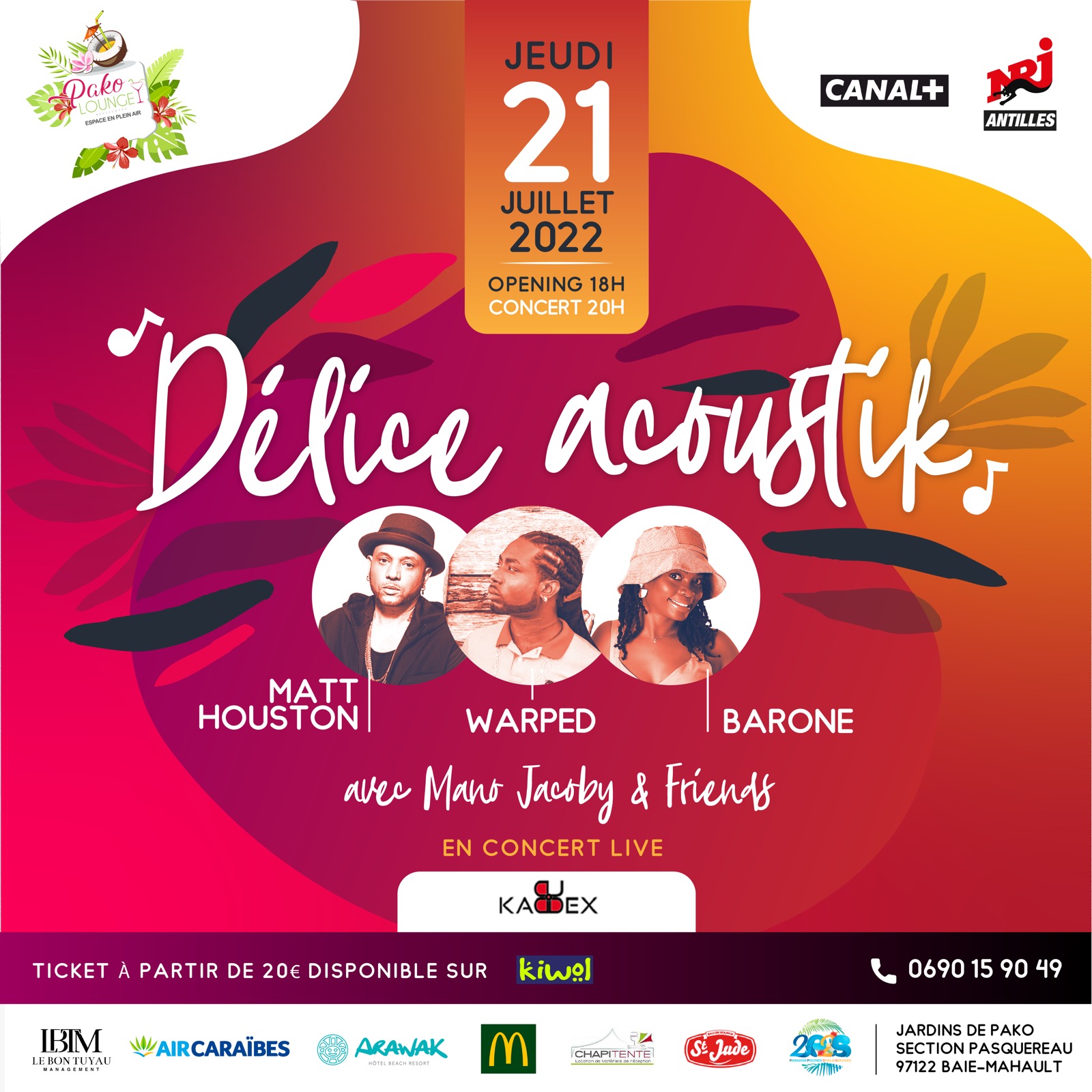 Affiche : WARPED, MATT HOUSTON & BARONE - JEUDI 21 JUILLET 2022 - PAKO LOUNGE