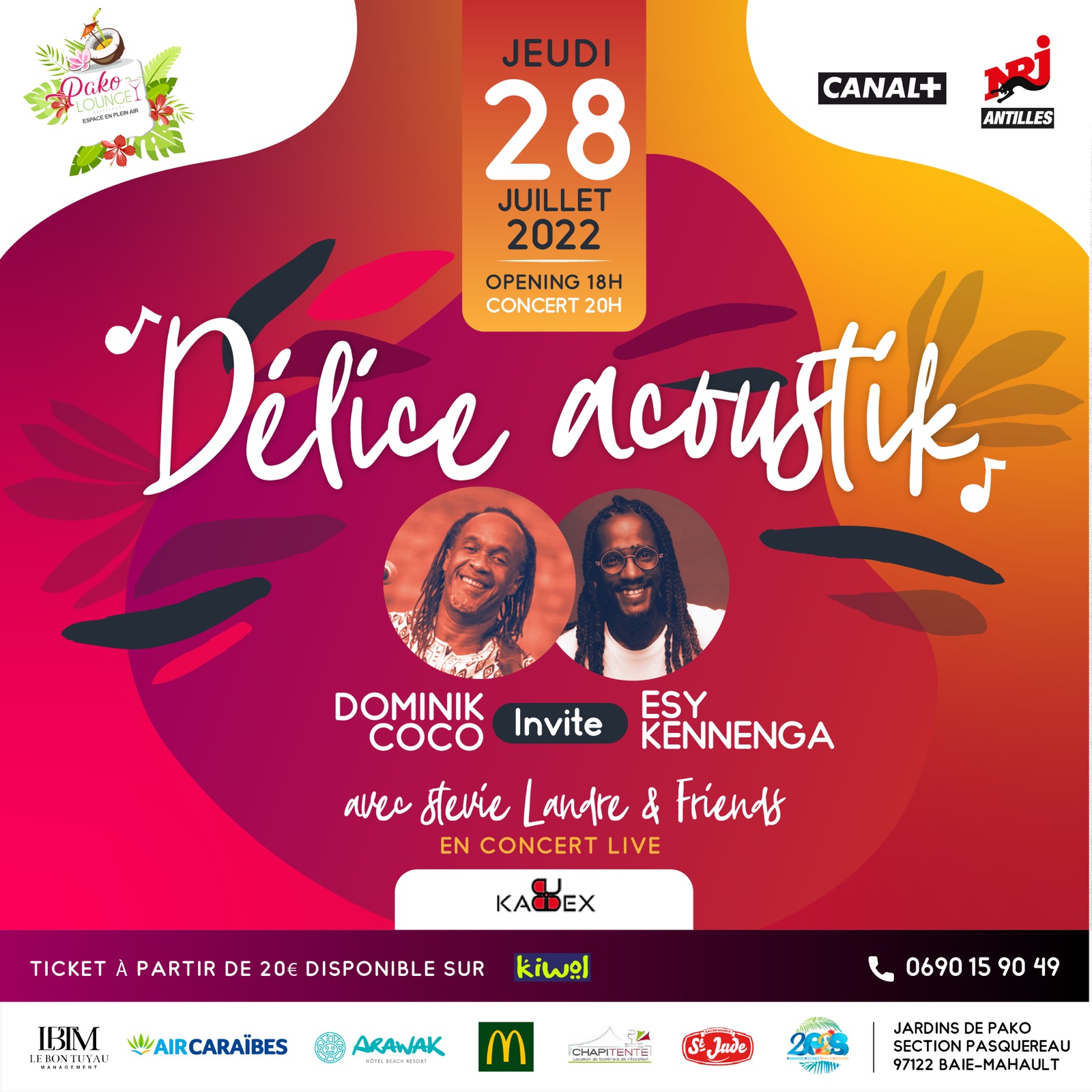 Affiche : DOMINIK COCO & E.SY KENNENGA - JEUDI 28 JUILLET 2022 - Pako Lounge