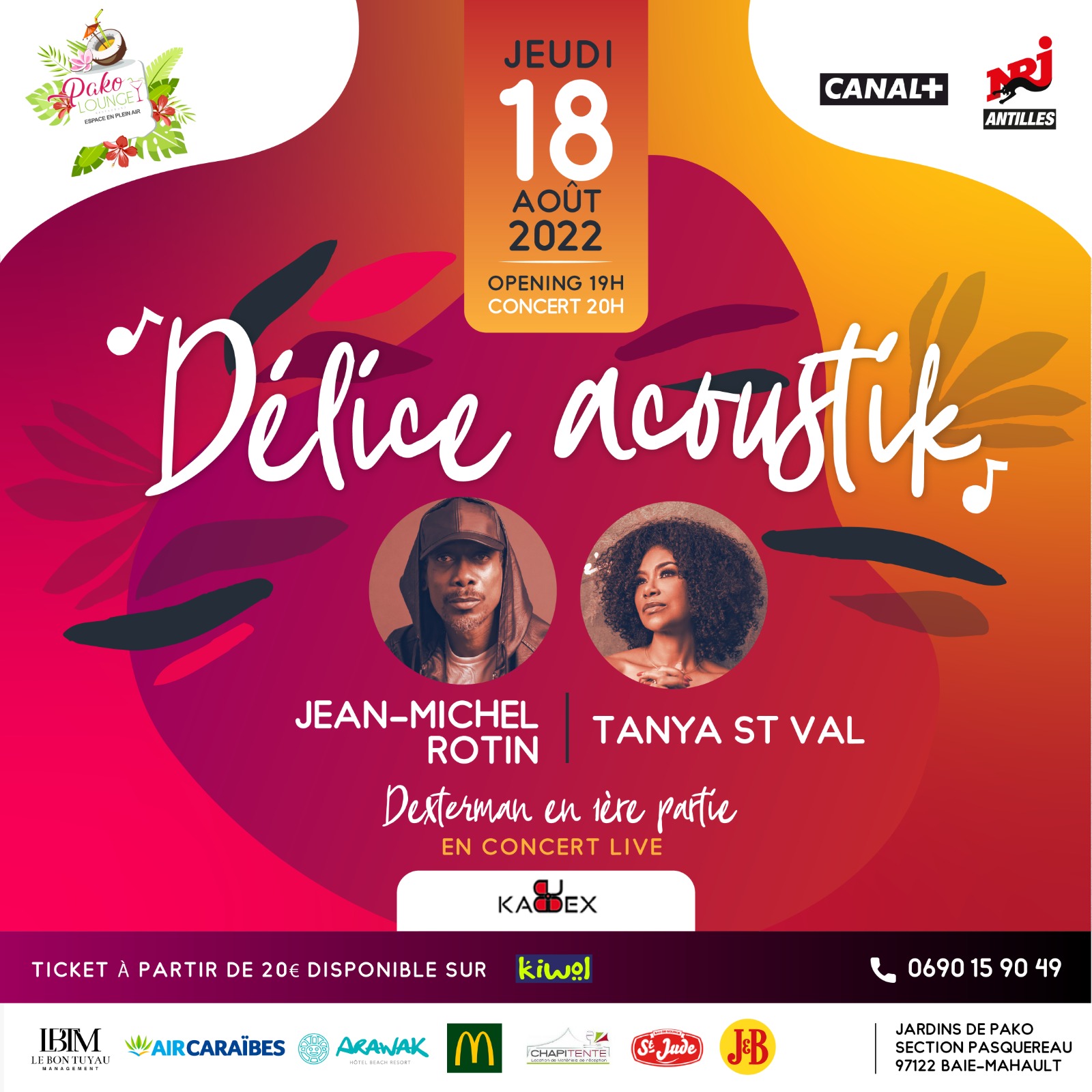 Affiche : TANYA ST VAL & JEAN-MICHEL ROTIN - JEUDI 18 AOUT 2022 - PAKO LOUNGE
