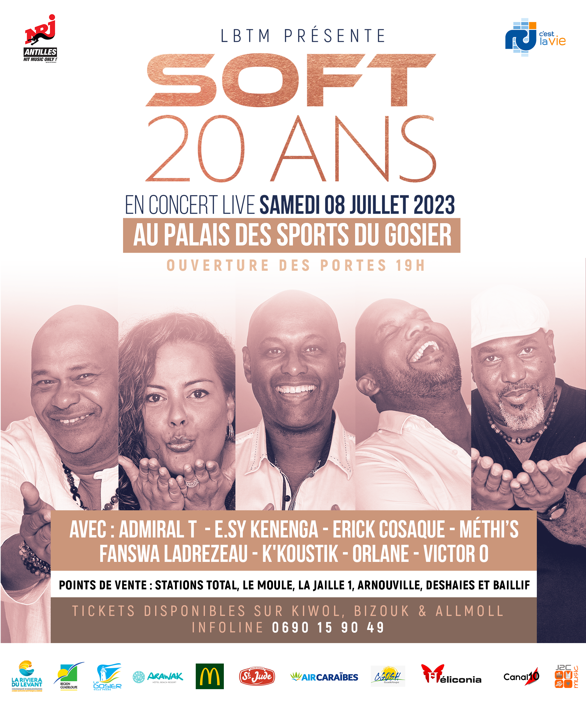 Affiche : SOFT 20 ANS - SAMEDI 08 JUILLET 2023 - PALAIS DES SPORTS DU GOSIER