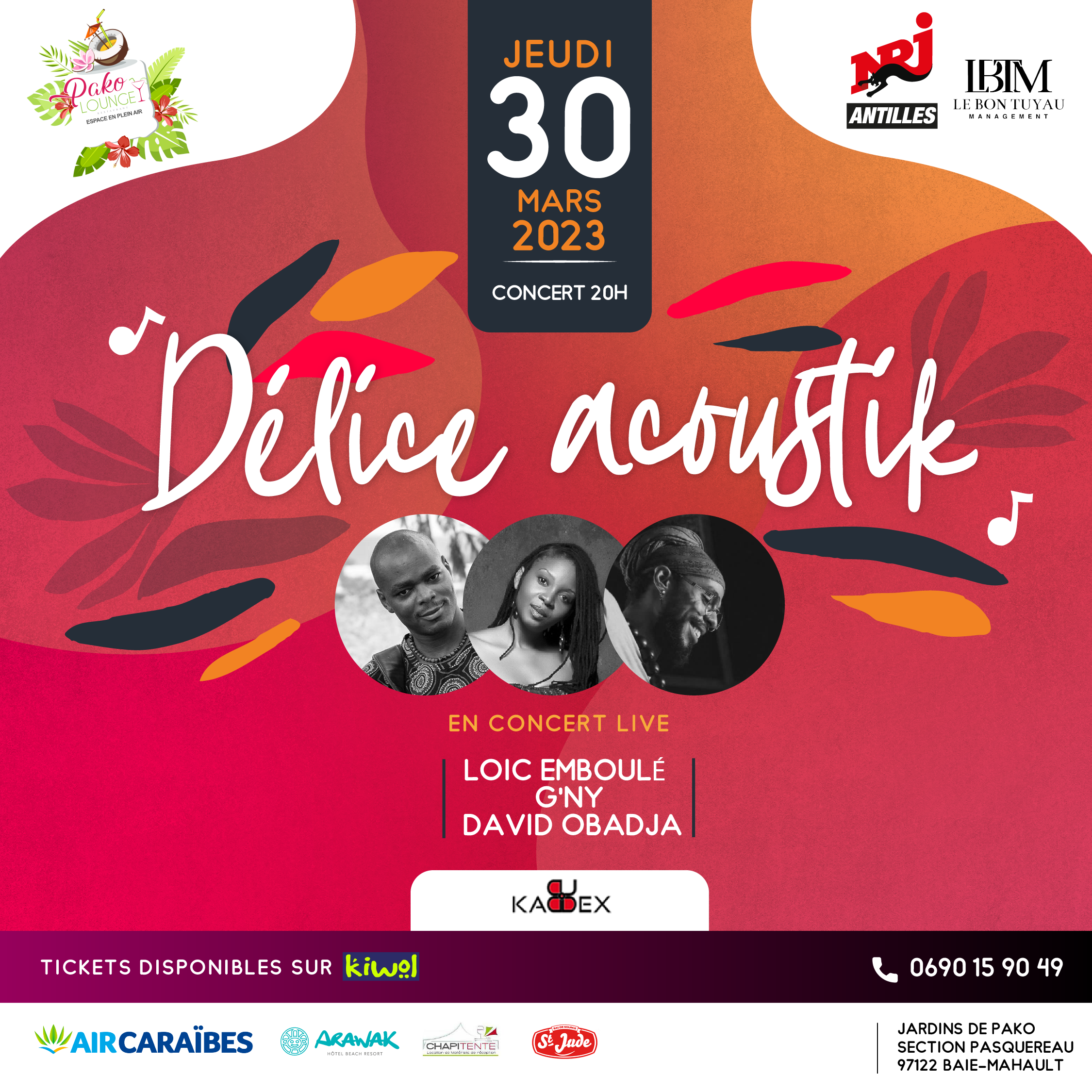 Affiche : G'ny, Loic Emboulé & David Obadja - Jeudi 30 Mars 2023 - Pako Lounge