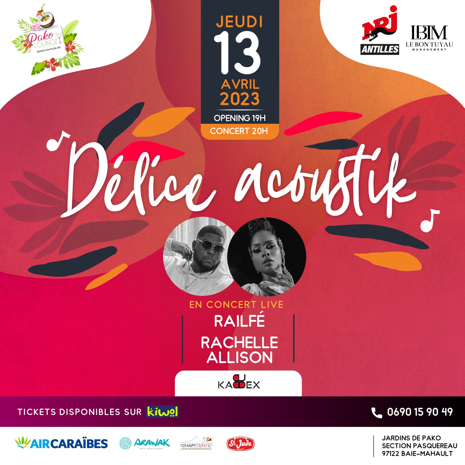 Affiche : Railfé & Rachelle Allison - Jeudi 13 Avril 2023 - Pako Lounge