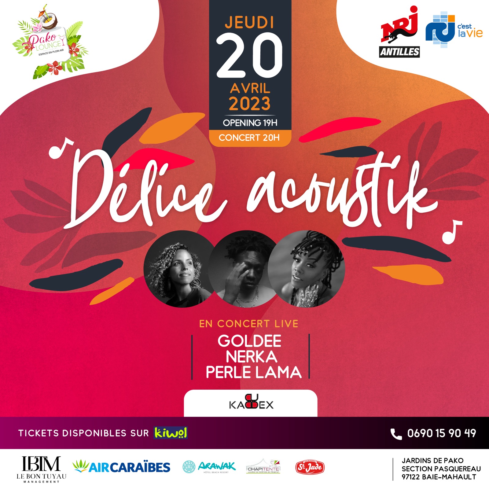 Affiche : Goldee, Perle Lama & Nerka - Jeudi 20 Avril 2023 - Pako Lounge