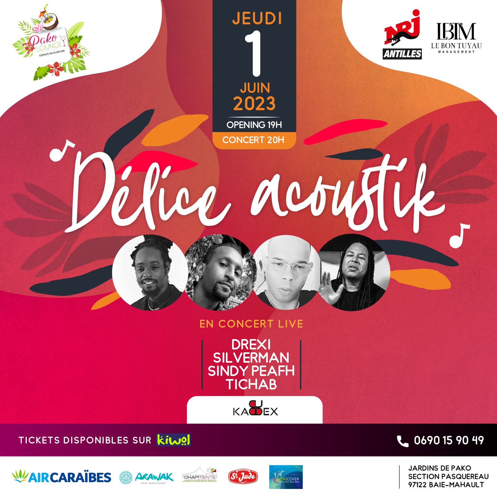 Affiche : Drexi, Silverman, Sindy Peafh & Tichab - Jeudi 01 Juin 2023 - Pako Lounge