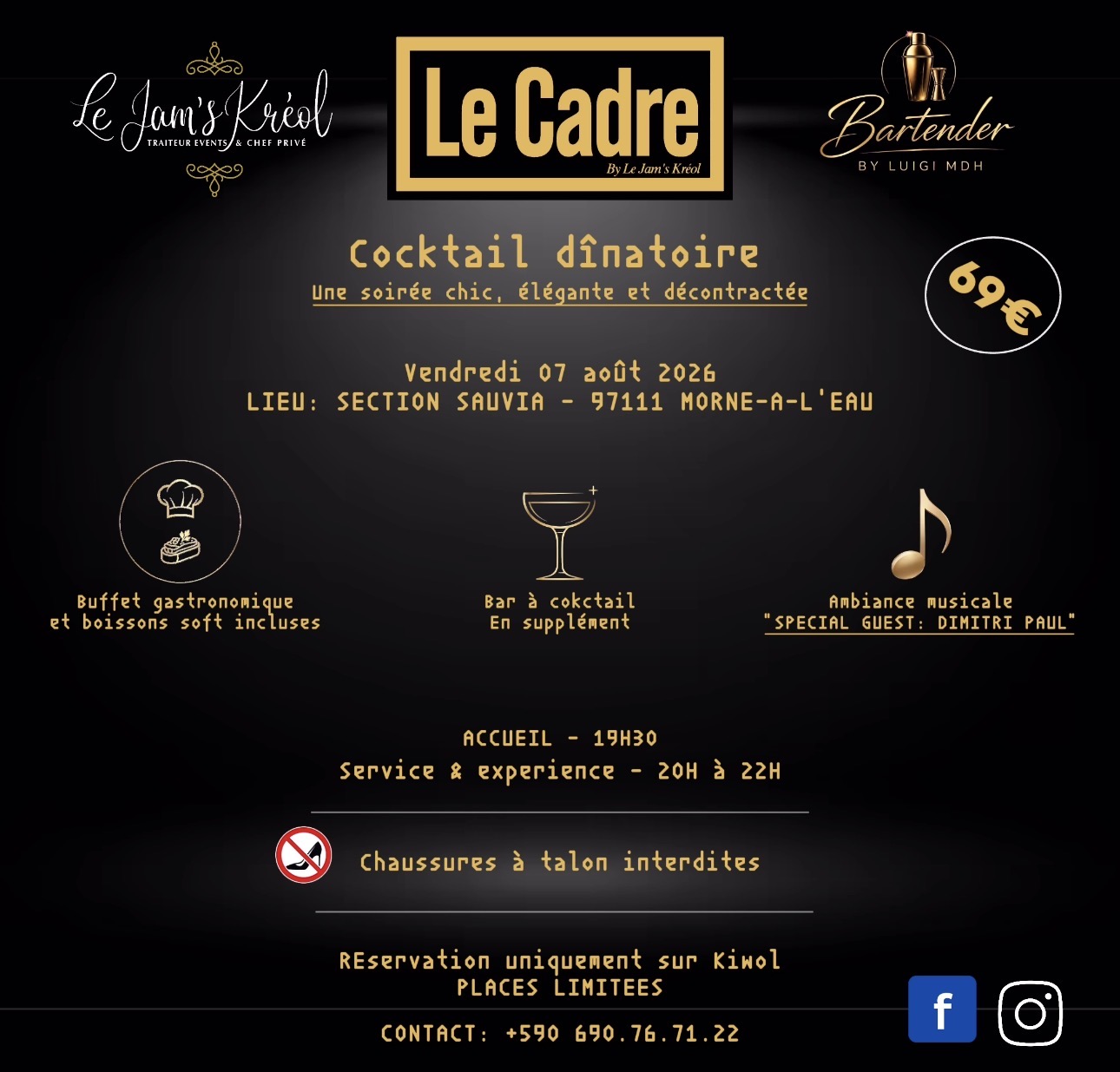 Affiche : LE CADRE by Le Jam's Kréol - Cocktail Dînatoire