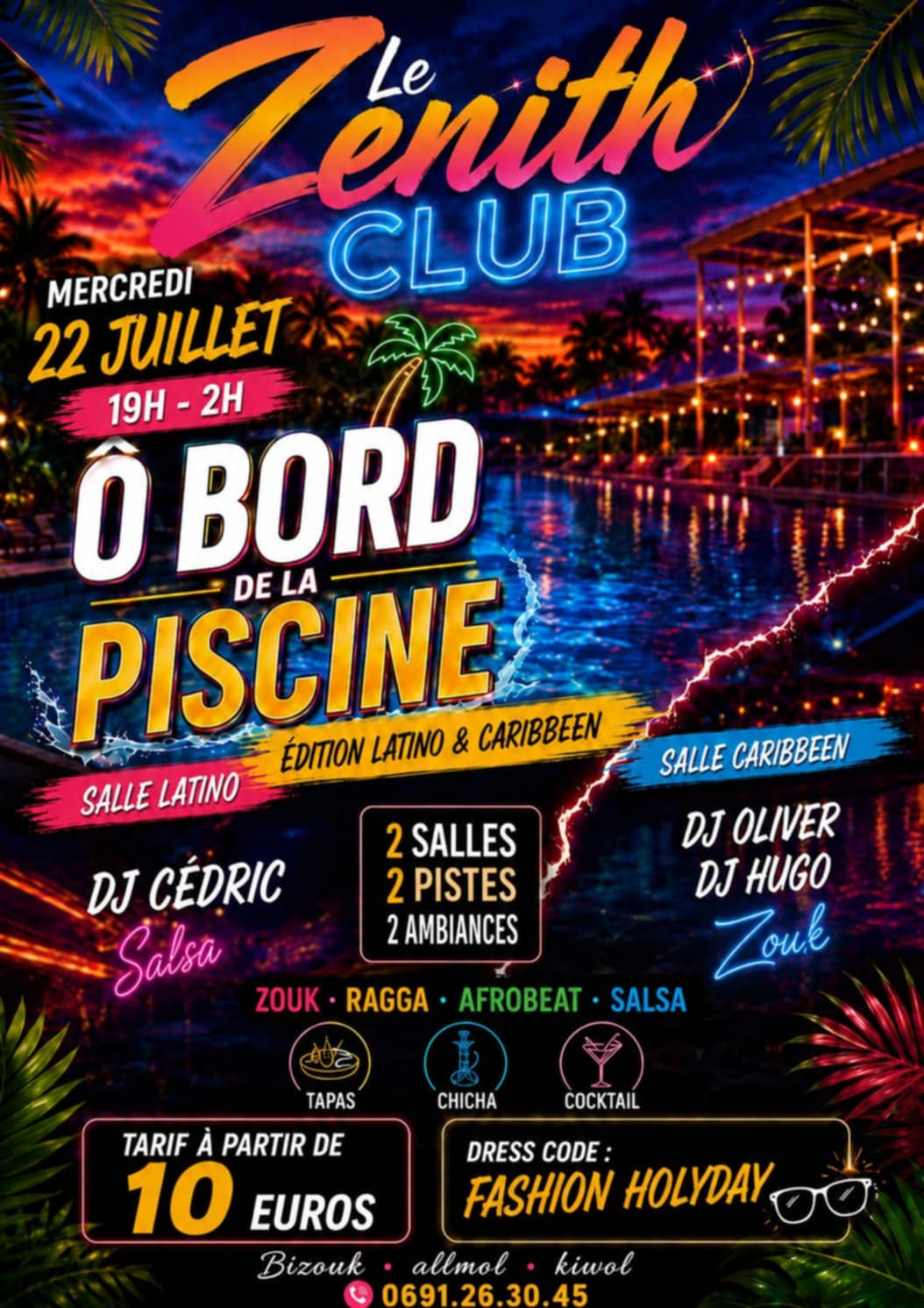 Affiche : Latino Salsa & Caribéen O bord de La Piscine